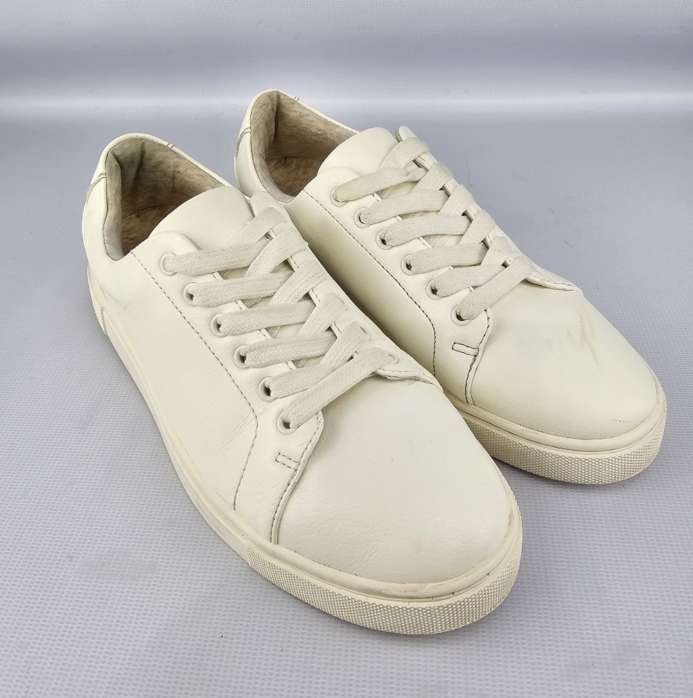 Joie "Harvard" Lace Up Low Top Vegan Sneakers Cream Women's 7.5
